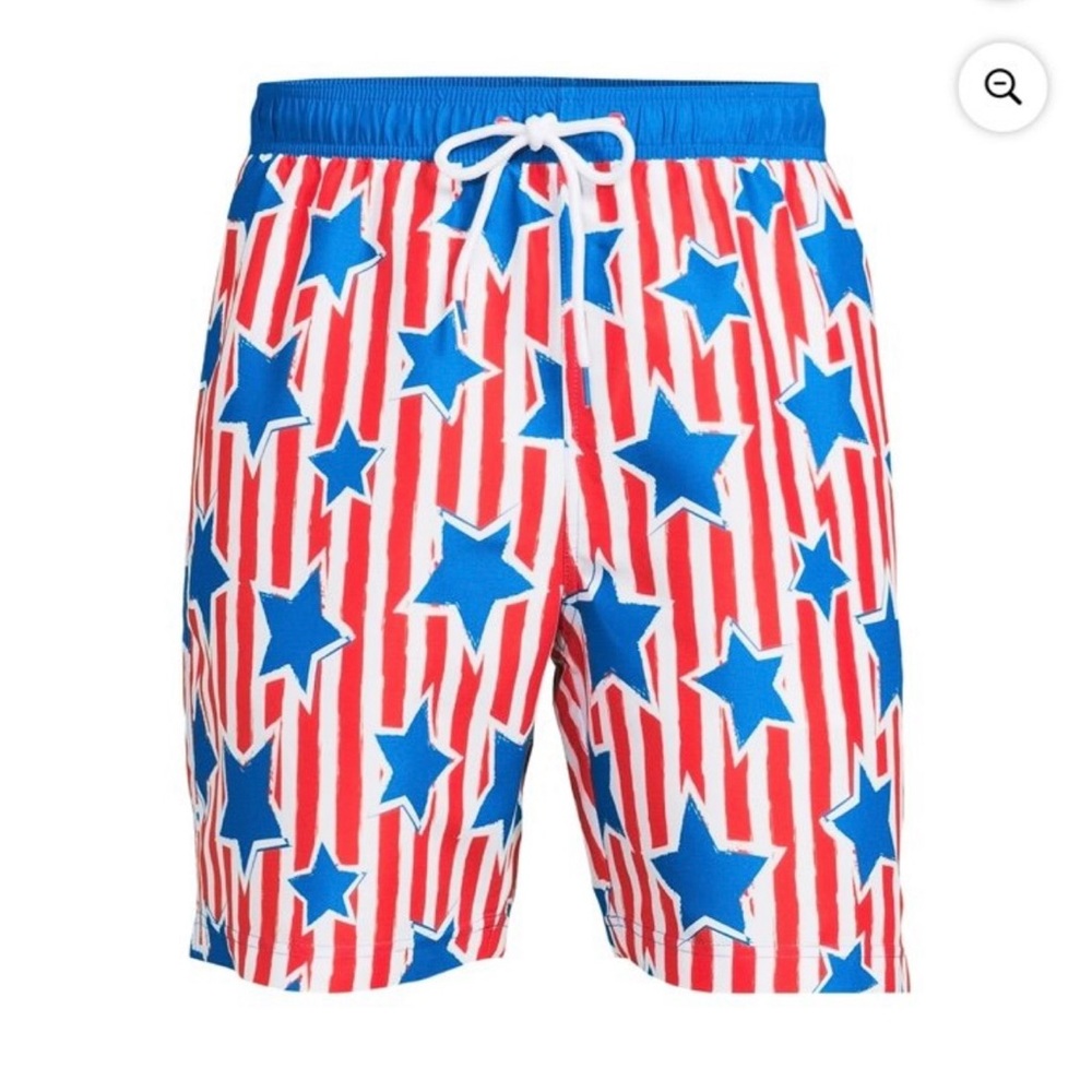 Men's Americana Star Print Swim Trunks short NWT Size MEDIUM.